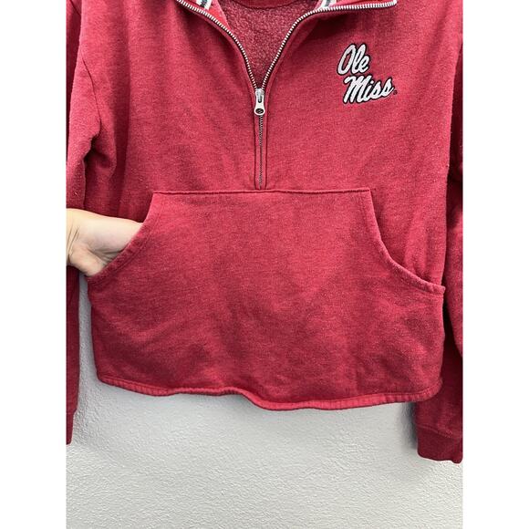 League Collegiate Womens Sweatshirt Size Small Ole Miss Red 1/4 Zip Pullover - Picture 2 of 11